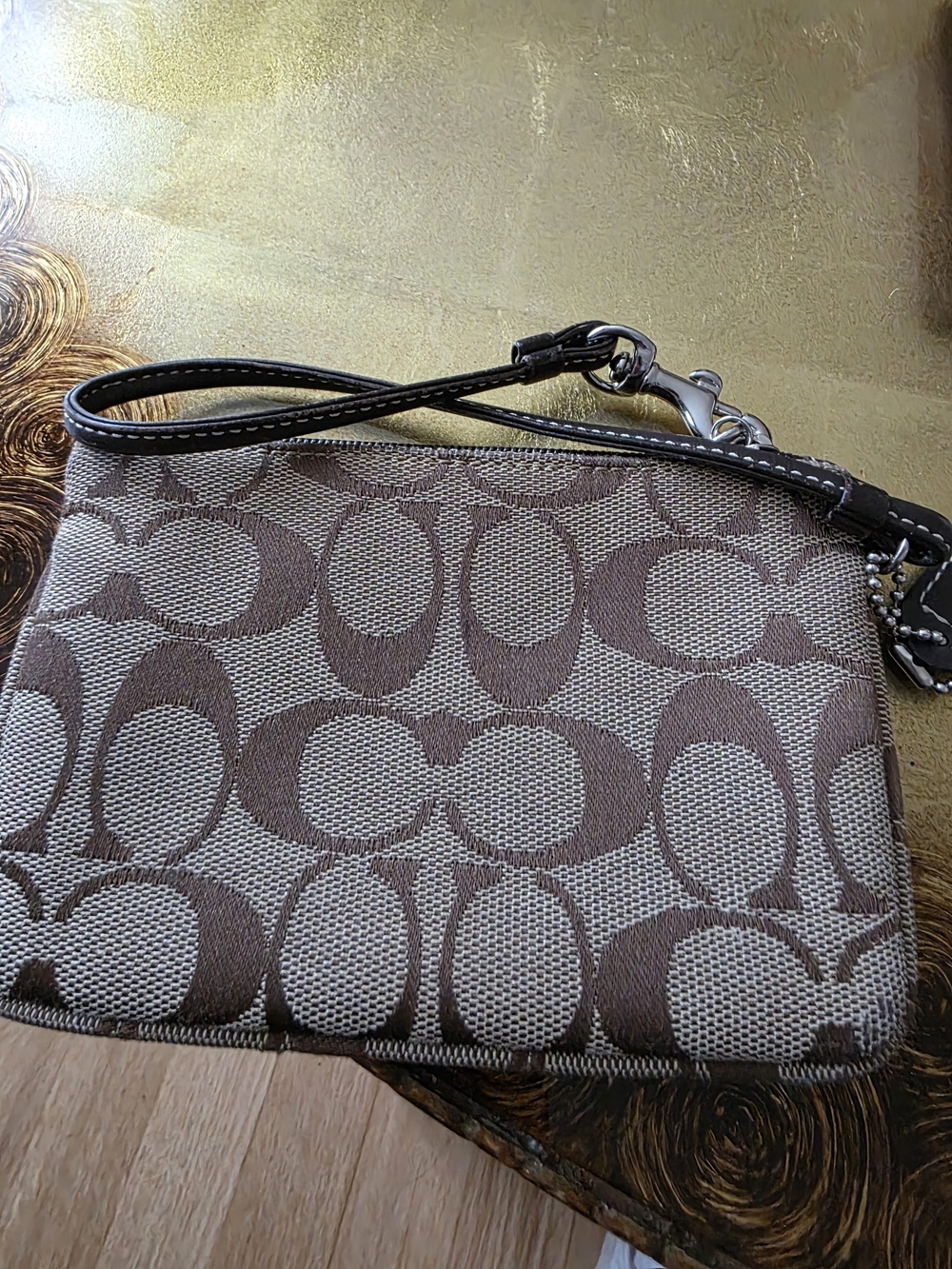 Coach Signature Wristlet and Card Case Set - Tan and Burgundy - Picture 7 of 8